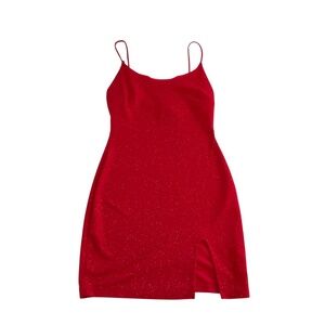 Windsor Shine Through Glitter Mini Dress Sz L Red Glam Festive Y2K Sexy Holiday